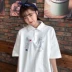 Ins siêu lửa ngắn tay t-shirt nữ mùa hè mới Hàn Quốc phiên bản của ulzzang ve áo hoang dã lỏng BF gió quần áo sinh viên Áo phông