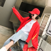 Áo khoác ngắn xã hội nữ mùa xuân mùa thu 2018 ngắn Hàn Quốc phiên bản mới ngắn giản dị đồng phục bóng chày chiếc áo đan len áo khoác