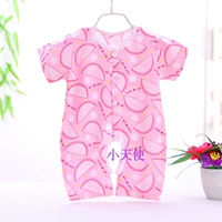 Комбинезон из хлопка и шелка с короткими рукавами фруктово-розового цвета