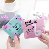 Hàn Quốc nhỏ tươi flamingo mini sinh viên đơn giản nữ vải dễ thương vải nhỏ xu ví hoạt hình túi tiền xu ví pedro