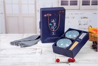 Керамический японский сине-белый комплект домашнего использования, супница для еды, подарочная коробка, посуда, подарок на день рождения