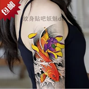 Nhãn dán hình xăm màu cá chép sen lotus body painting nam giới và phụ nữ cánh tay hoa hình ảnh lớn