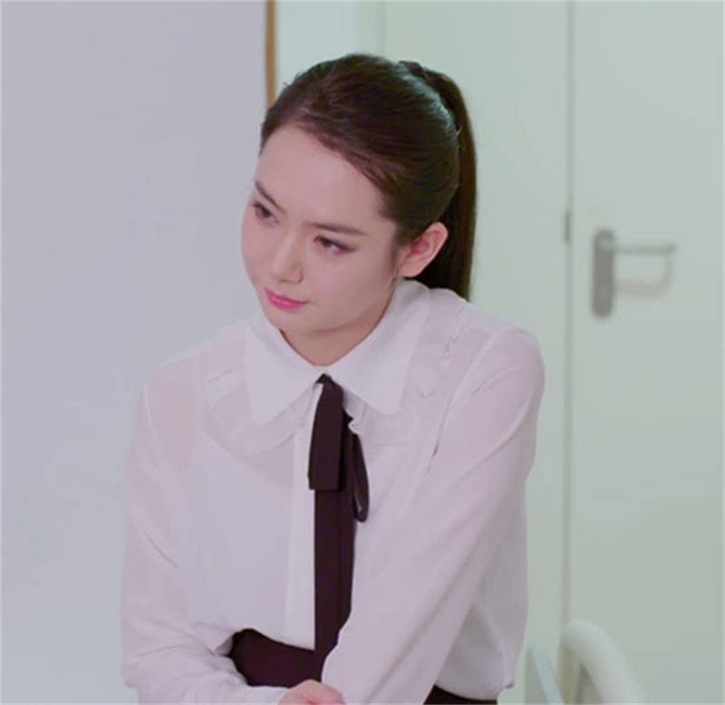 620#你好乔安戚薇王晓晨明星同款衬衫修身显瘦长袖秋装新款白衬衣