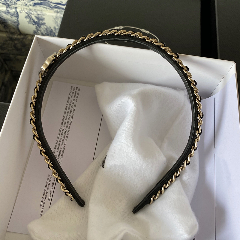 Light GoldLight luxury Retro Fashion classic Wear skin chain hair hoop superior quality edition Light gold Hairpin Internet celebrity Headwear Foreign style