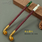 Традиционная ручная ручная резное дымовая стержня красная сандаловая сандаловая сухой дымовой мешок с сигарет горшок чистый медный фильтрация дымовая борьба мужской дым для шелкового пистолета.