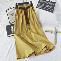 Весенний ремень, длинная юбка, коллекция 2021, высокая талия, в корейском стиле, А-силуэт