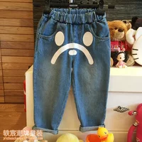 轶宸 Chao Brand детская одежда весна и осенью новое улыбающееся лицо Hallen Pants Boys Girl Jeans Bunders Spot Spot Spot