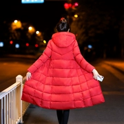 Chống mùa bông áo khoác nữ đoạn dài trên đầu gối Hàn Quốc phiên bản của bông áo khoác 2018 mới mỏng dày bông áo khoác mùa đông áo khoác nữ