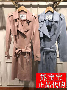 La Chapelle Puella2018 mùa thu mới đôi ngực tie áo gió trong chiếc áo khoác dài nữ 20010432 áo khoác dạ nữ hàn quốc