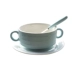 (Двойная линейная суповая чашка+десертная ложка) синий+белый нижний диск