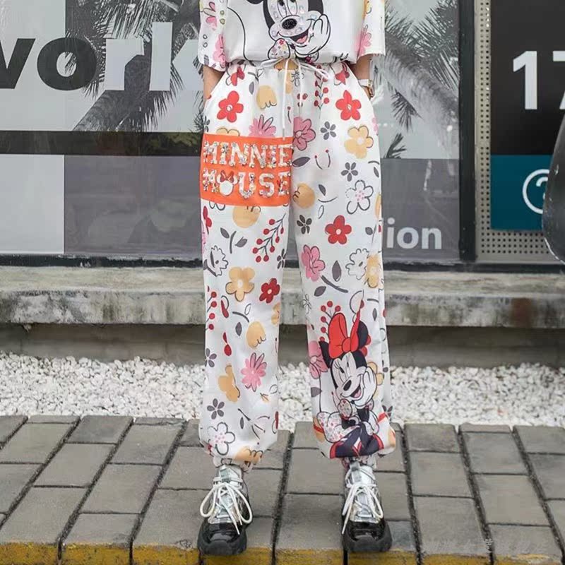TrousersEuropean goods Casual suit female 2021 new pattern Spring and summer T-shirt Cartoon Sequins Chaopai fashion Wear Short sleeve Two piece set