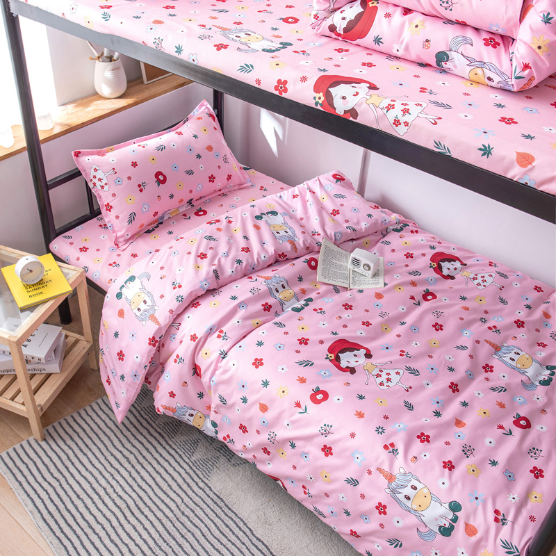 Little Red Riding Hoodstudent dormitory Cartoon sheet Quilt cover Three piece set 1.2 Make the bed up and down staff dorm Single person Quilt cover 1.5 rice
