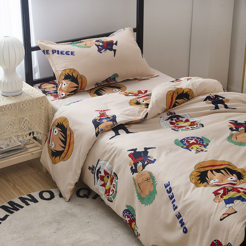 Brownstudent dormitory Cartoon sheet Quilt cover Three piece set 1.2 Make the bed up and down staff dorm Single person Quilt cover 1.5 rice