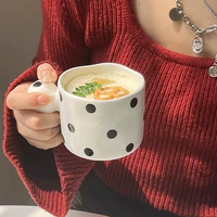 Оставьте белую волну Dot Balloon Cup French Herbon Coffee Cup INS, Симпатичная девочка для завтрака чашка чая чай