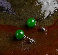 Зеленая природная руда из нефрита из округа Хотан, кварцевое украшение-шарик, серьги