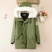 Phân bón cộng với phụ nữ XL mùa đông 2017 phiên bản hoang dã của Hàn Quốc là áo khoác dài trùm đầu mỏng và mập MM 200 kg