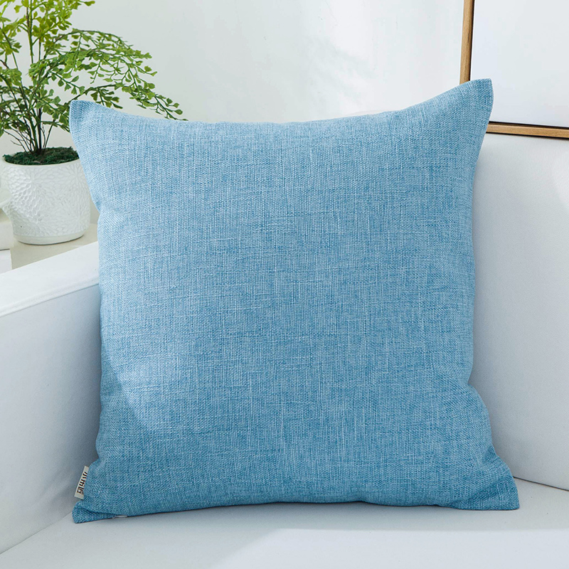 Flax Sky Blueins thickening flax Pillow Solid color  Simplicity sofa office siesta Waist pillow case automobile backrest
