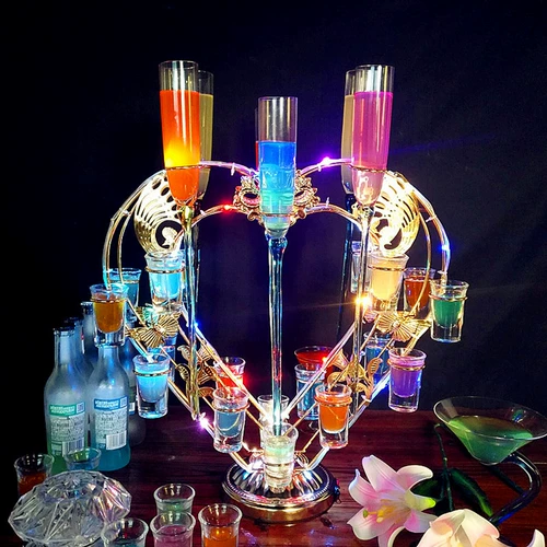 Светящийся бокал, держатель для стакана, разноцветная пуля в форме сердца