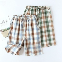 quần jean nam ống rộng Pyjama Quần Quần Short Nam Mùa Hè Giặt Cotton Cotton Mỏng Kẻ Sọc Nhật Bản Size Lớn Rời Nhà Năm Điểm Quần quần thể thao nam