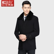 Hodo đậu đỏ đậu đỏ nam áo len mùa thu và mùa đông người đàn ông mới của rabbit big fur collar coat HWX8J2030