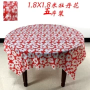 Wo khăn trải bàn dùng một lần dày bàn tiệc đỏ khăn trải bàn nhà đám cưới vải bàn nhựa tròn bàn vải 5 miếng - Các món ăn dùng một lần