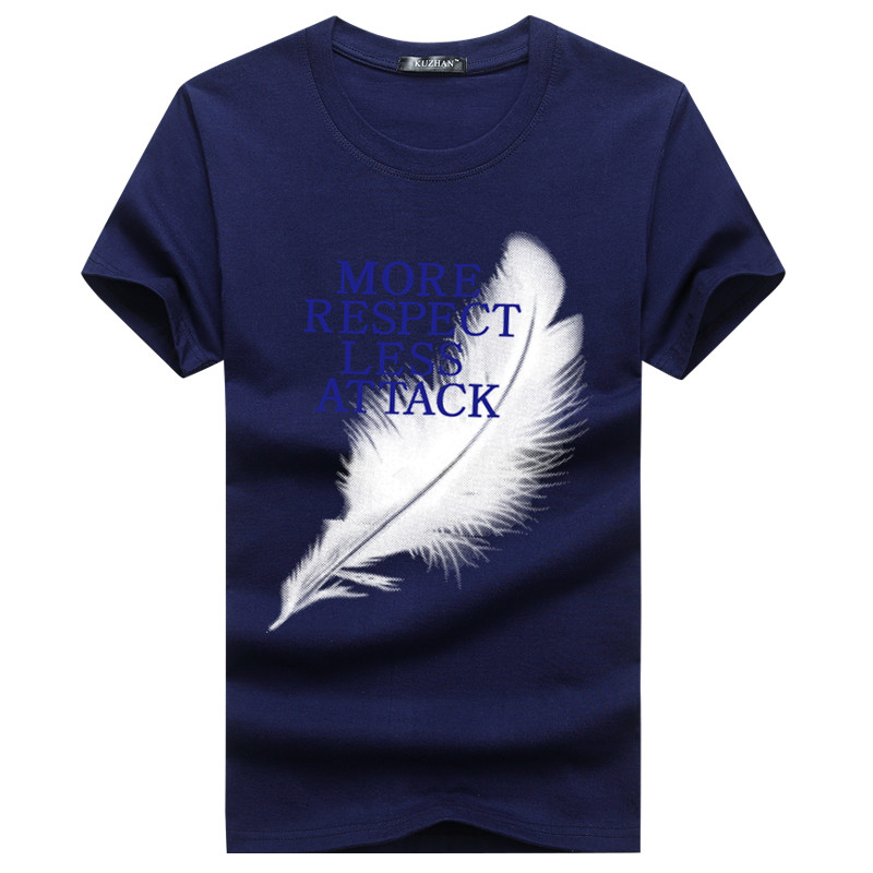 Feather Bluenew pattern personality Chinese style Dragon printing Crew neck man Short sleeve T-shirt easy Big size cotton summer Fat guy men's wear Tide t