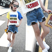 Cô gái quần short denim 2018 mùa hè mới Hàn Quốc phiên bản của thời trang cậu bé lớn lỗ lỏng 12-15 tuổi mặc 9 thủy triều 10