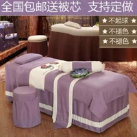 Vẻ đẹp châu âu trải giường bốn bộ cotton và linen màu rắn đơn giản beauty salon giường massage trải giường đặt tùy chỉnh ga trải giường gội đầu