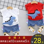Khủng long trẻ em phù hợp với mùa hè Quần áo thun ngắn tay 2 bộ 2019 cho trẻ em cotton mới phiên bản đại dương của Hàn Quốc - Phù hợp với trẻ em