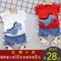 Khủng long trẻ em phù hợp với mùa hè Quần áo thun ngắn tay 2 bộ 2019 cho trẻ em cotton mới phiên bản đại dương của Hàn Quốc - Phù hợp với trẻ em quan ao tre em