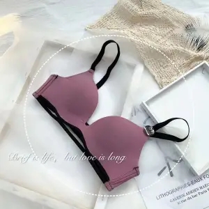 Rose Pinksummer ultrathin No trace Underwear female Bras student Korean version girl high school Gather together Small chest Flat chest Bra Wireless