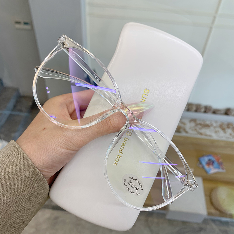 Transparent Frame / Tr30005Anti blue light radiation Retro Large frame face without makeup Plain glasses Quotations from Chairman Mao Zedong Eyeglass frame ins Can match Myopia glasses Thin face