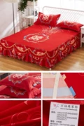 Hi tấm chăn trải giường bao gồm váy giường bốn bộ bông cưới váy cưới chăn bông lớn màu đỏ châu Âu - Váy Petti