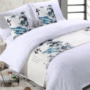Khách sạn bộ đồ giường khách sạn cao cấp trang trí màu rắn đuôi giường giường cờ đuôi giường pad giường bao gồm giường gió quốc gia dải - Trải giường