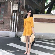 Châu Âu 2019 mùa xuân mới váy của phụ nữ Harajuku bf siêu cổ tích sóng nữ thần eo váy giảm béo - Váy eo cao