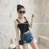 2016 mùa hè mới mỏng giảm béo mặc yếm trong Hàn Quốc phiên bản của màu rắn đoạn ngắn đáy áo len nữ sinh viên quần áo Áo ba lỗ