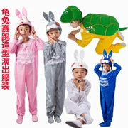 Trang phục động vật cho trẻ em, thỏ, phim hoạt hình, trang phục phụ huynh-trẻ em, truyện cổ tích, rùa, thỏ, chạy, quần áo biểu diễn của trẻ em