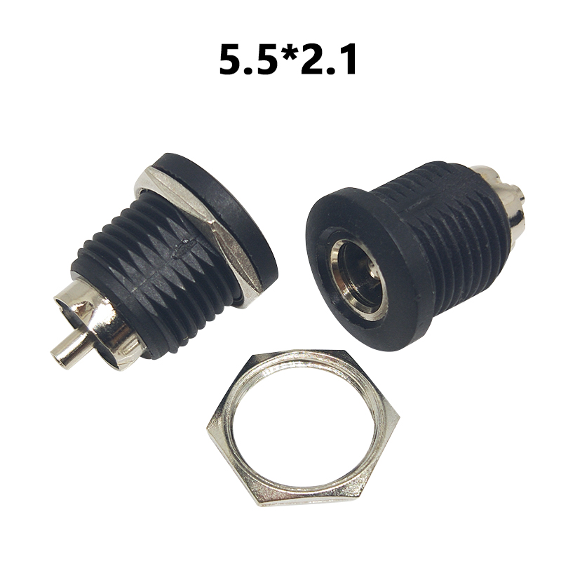 DC022D&2.1DC-022DDC direct Power supply socket Mother seat recharge stand 5.5 * 2.1 / 2.5mm circular hole Threaded Nut