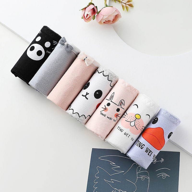 214217 & 7-Sliver & All Cotton Girl-9v2underpants female summer ma'am Cotton girl pure cotton girl student solar system Big size No trace student Korean version lovely Sweet