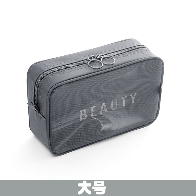 Grey Largethe republic of korea new pattern Travelling bag trumpet Portable Storage bag With you Mini ma'am Cosmetic Bag transparent Netting Wash bag