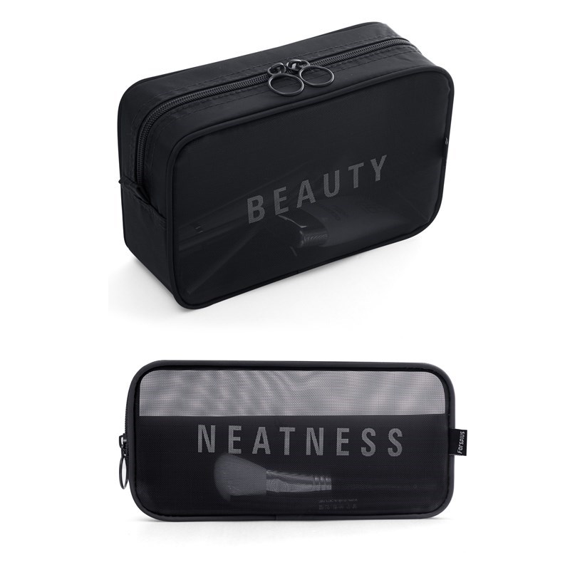 Black Medium Plus Largethe republic of korea new pattern Travelling bag trumpet Portable Storage bag With you Mini ma'am Cosmetic Bag transparent Netting Wash bag