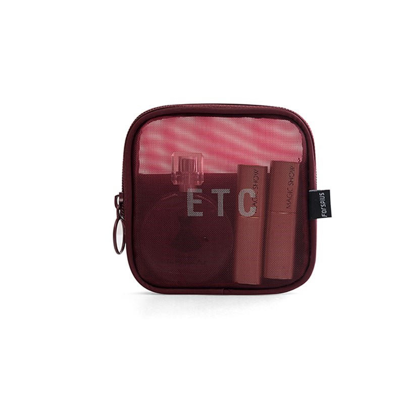Red & Wine Smallthe republic of korea new pattern Travelling bag trumpet Portable Storage bag With you Mini ma'am Cosmetic Bag transparent Netting Wash bag