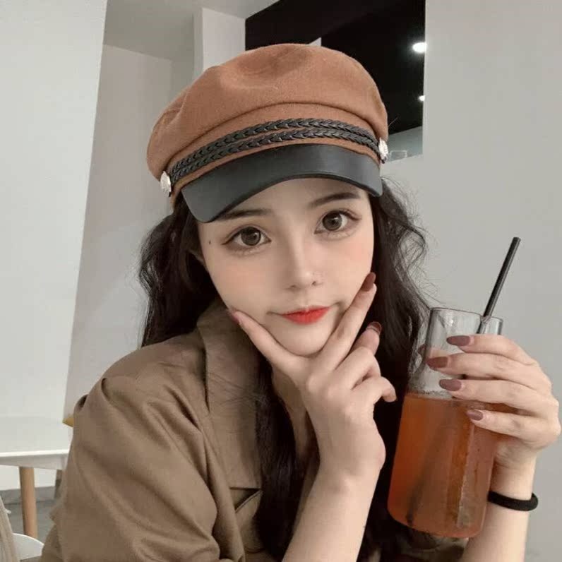 Khaki Fabrictrend Hat female fashion new pattern fashion Big head circumference Big face Fat face fit Of Hat