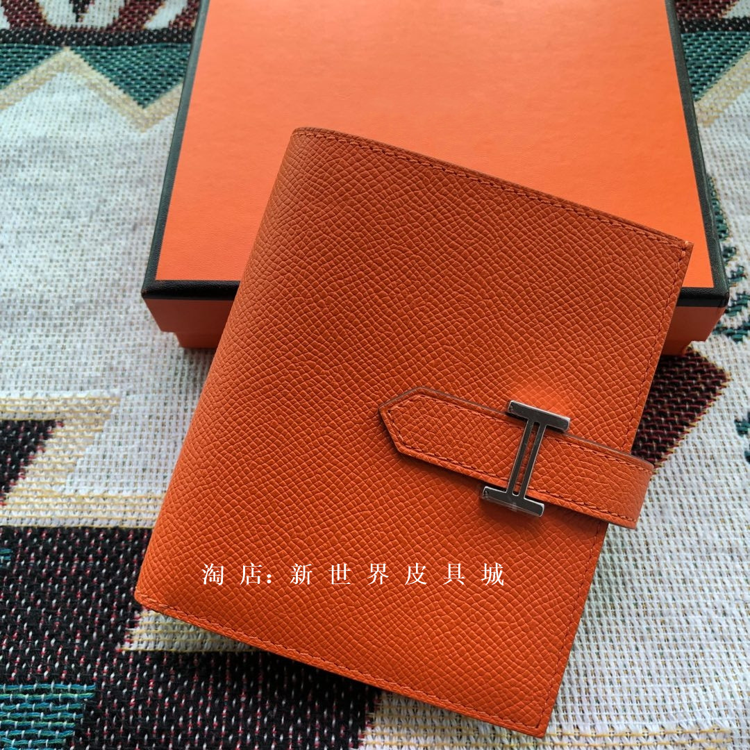 Orange (EP Skin)free shipping new pattern Simplicity Europe and America H home Import palm prints eposm skin H buckle wallet ma'am Card bag  genuine leather