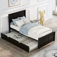 Two ColorsTwin Size Platform Bed with Trundle Bedroom