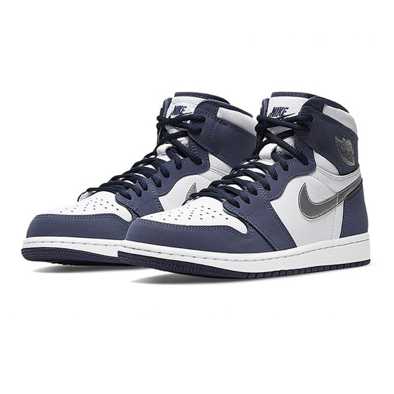 Navy Bluequality goods Nike AJ1 Obsidian university blue Men's Shoes Black Silver Barb Biology hacker Shadow grey Gao Bang Women's Shoes