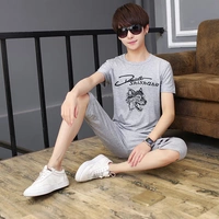 Mùa hè teen đồ ngủ ngắn tay áo 13 cotton junior học sinh trung học 14 chàng trai lớn trai 15 tuổi nhà dịch vụ phù hợp với pijama lụa cao cấp