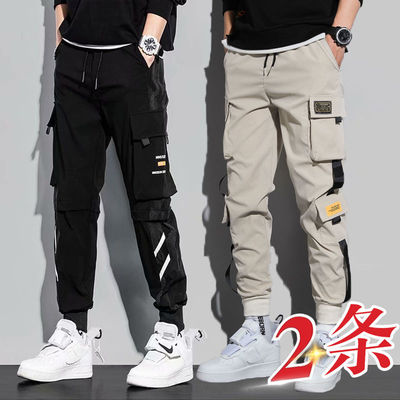 工装裤男潮牌束脚ins港风伞兵裤春季直筒宽松裤子男潮流百搭痞帅