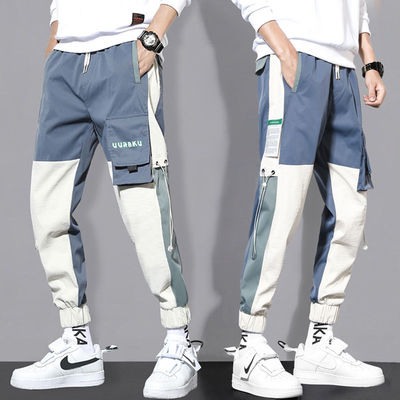 春夏季工装裤男ins宽松青少年束脚裤哈伦休闲大码百搭潮流裤子男