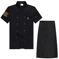 Черная юбка в складку, фартук, короткий рукав